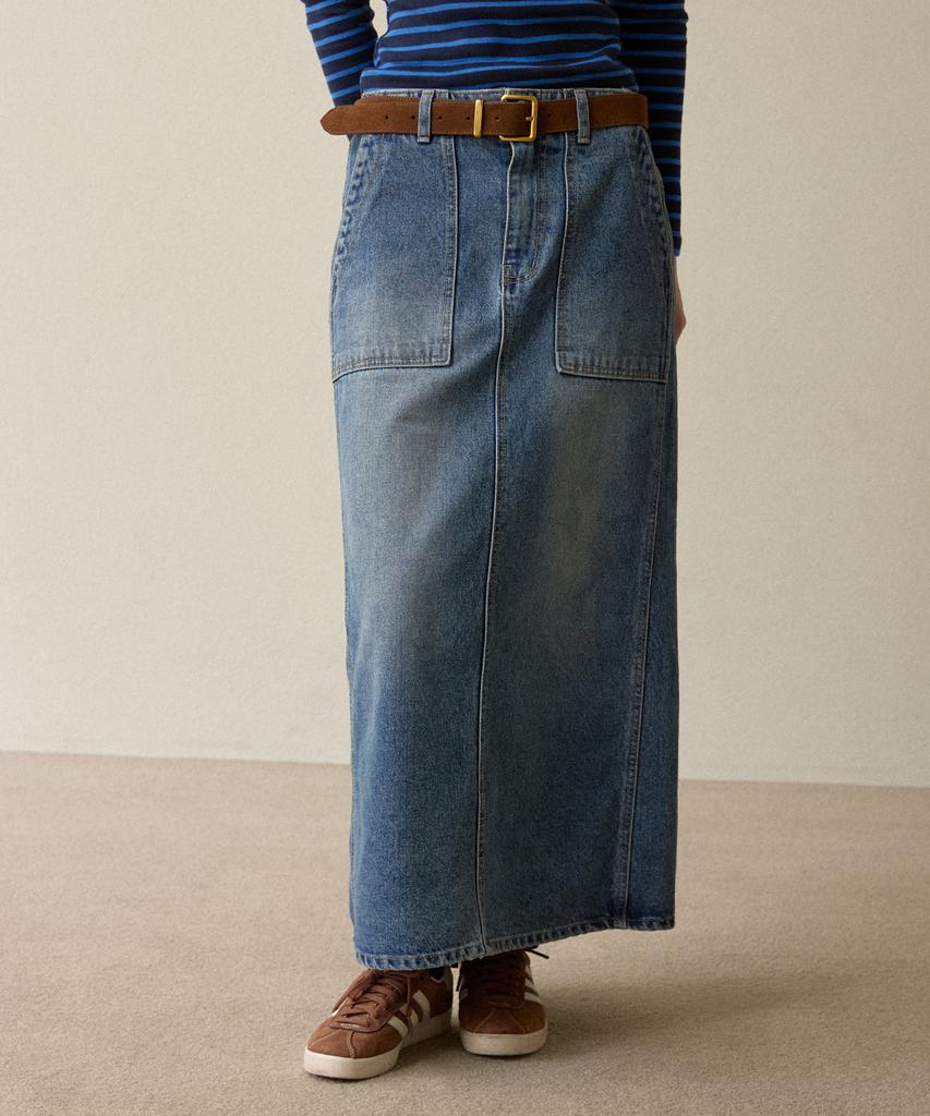 Opeundoeoseutyudio Hline Poketdenim Skirt Navy