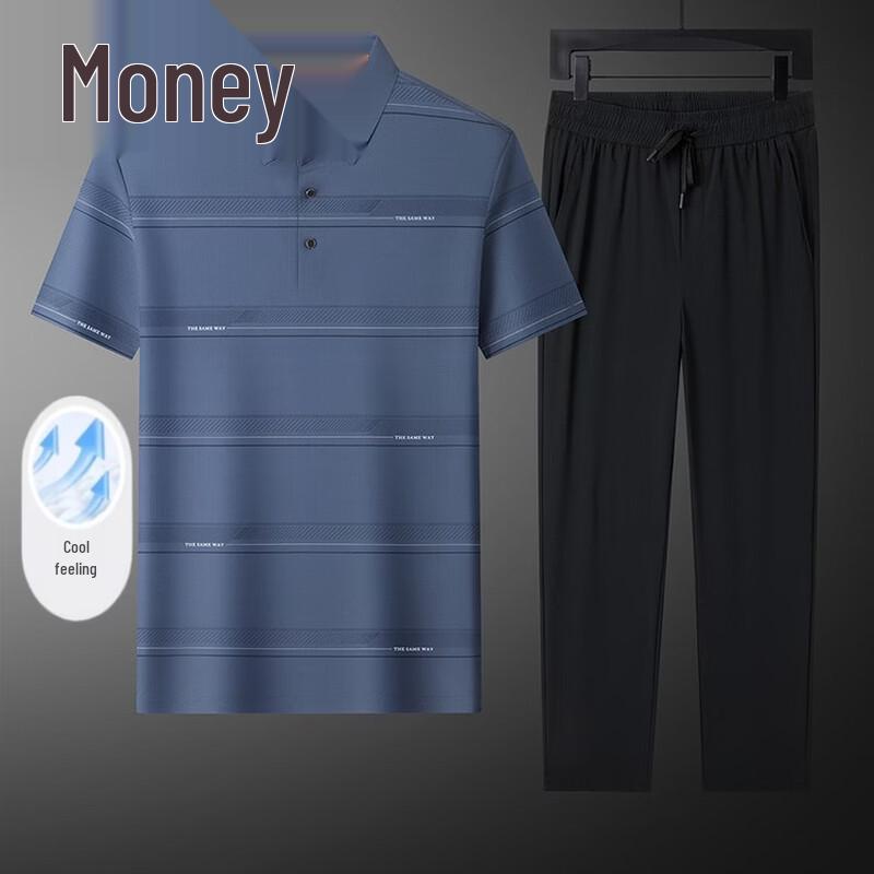 Men s Breathable Ice Silk Summer Two-Piece Set 56