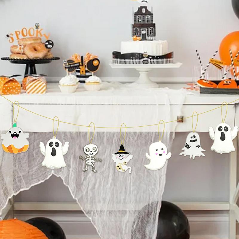 Halloween Ghost Pendant Halloween Ornaments Ghost Pendant 12PCS Halloween Door Hanger Sign For Window Wall Trees Outdoor Home