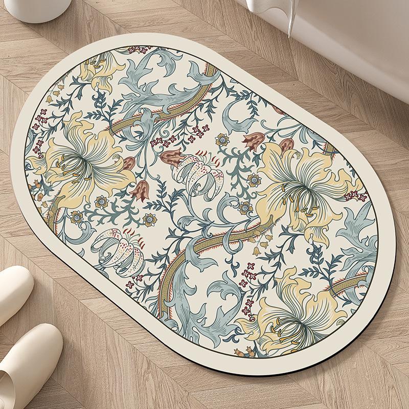 American Floral Diatomaceous Earth Bath Mat - Dirt-Resistant, Easy-Clean, Water-Absorbent, Fast-Drying.