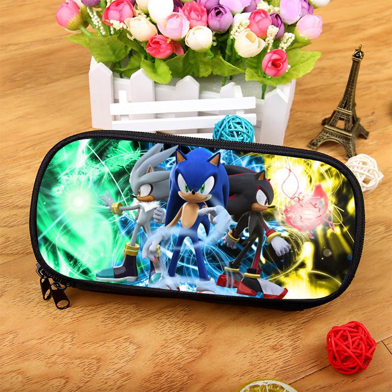 Sonic The Hedgehog Large Capacity Pencil Case With Nylon Material For School Supplies