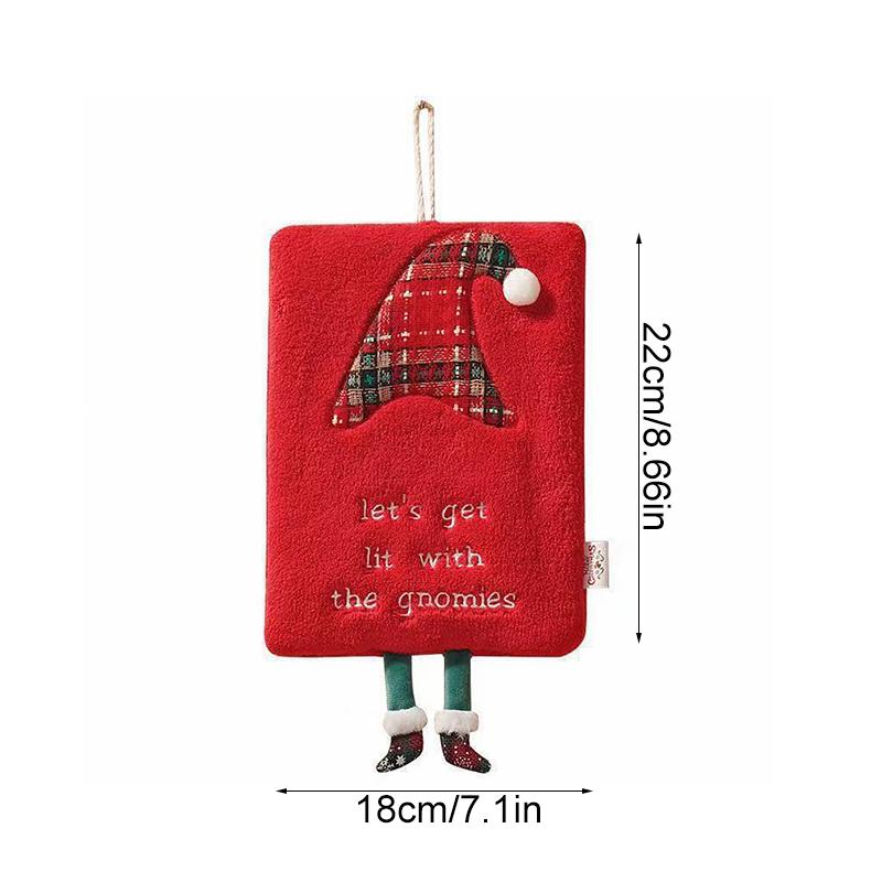 1 small towel cartoon square multi-element embroidery hanging cute coral fleece thick Christmas creative