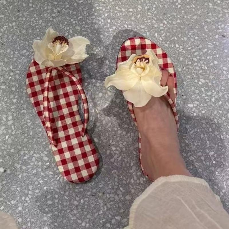 Summer New Bohemian Vacation Style Flower Slippers Women's Leisure Beach Women's Flip-flops Women