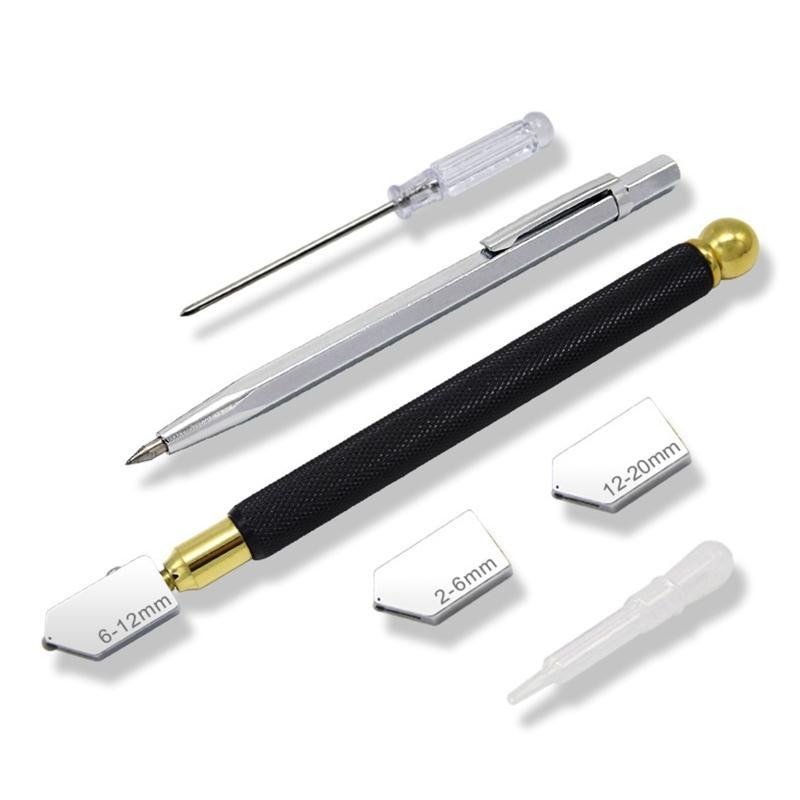 652F Glass Cutter Tool Set Pencil Oil Feed Tip for w/ Screwdriver Oil Dropper B