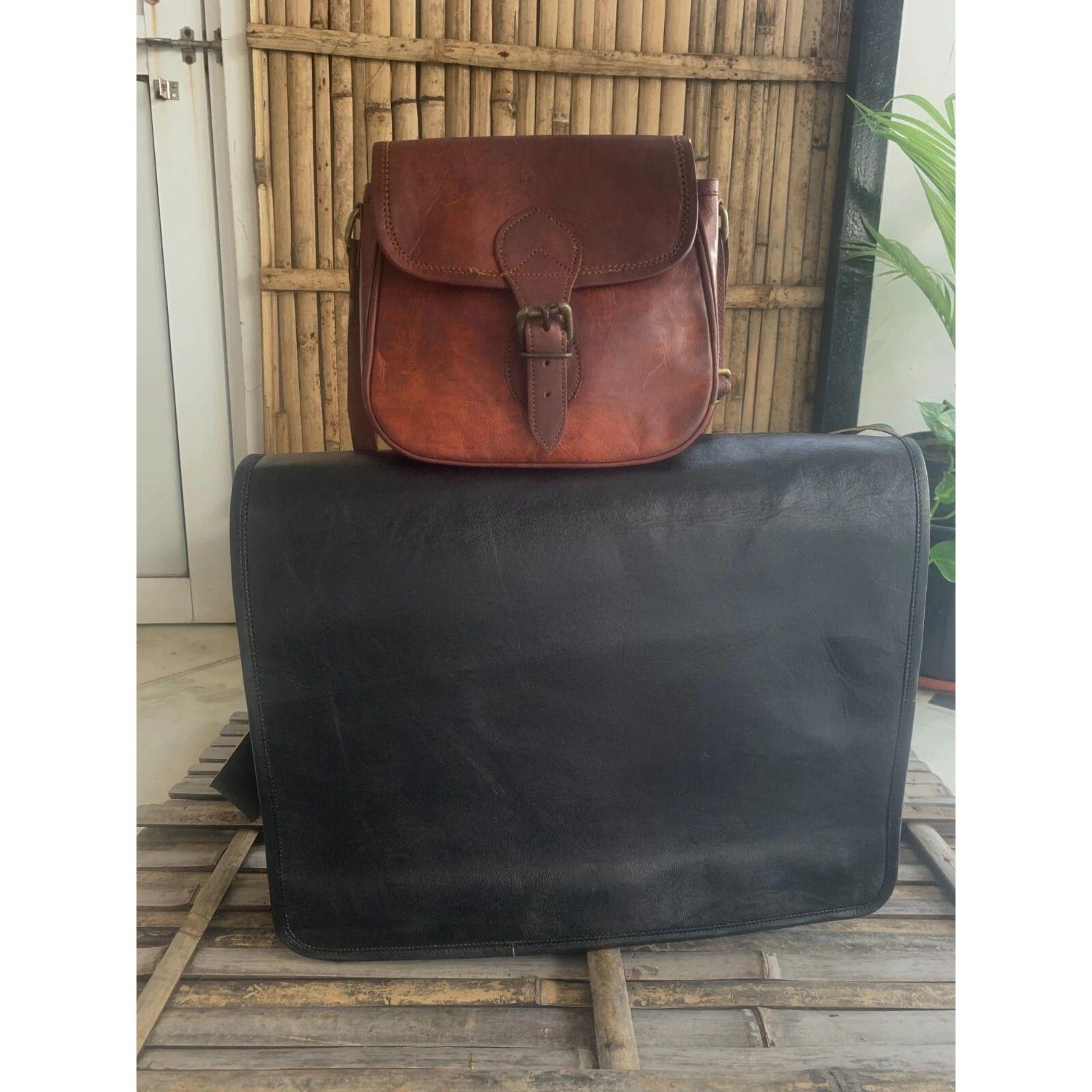 

Новая мужская сумка-мессенджер из натуральной кожи в винтажном стиле через плечо для ноутбука, черная (Бесплатная боковая коричневая сумка Размер - 9 x 7 x 3 дюйма ) 15 x 11 x 4 in чёрный