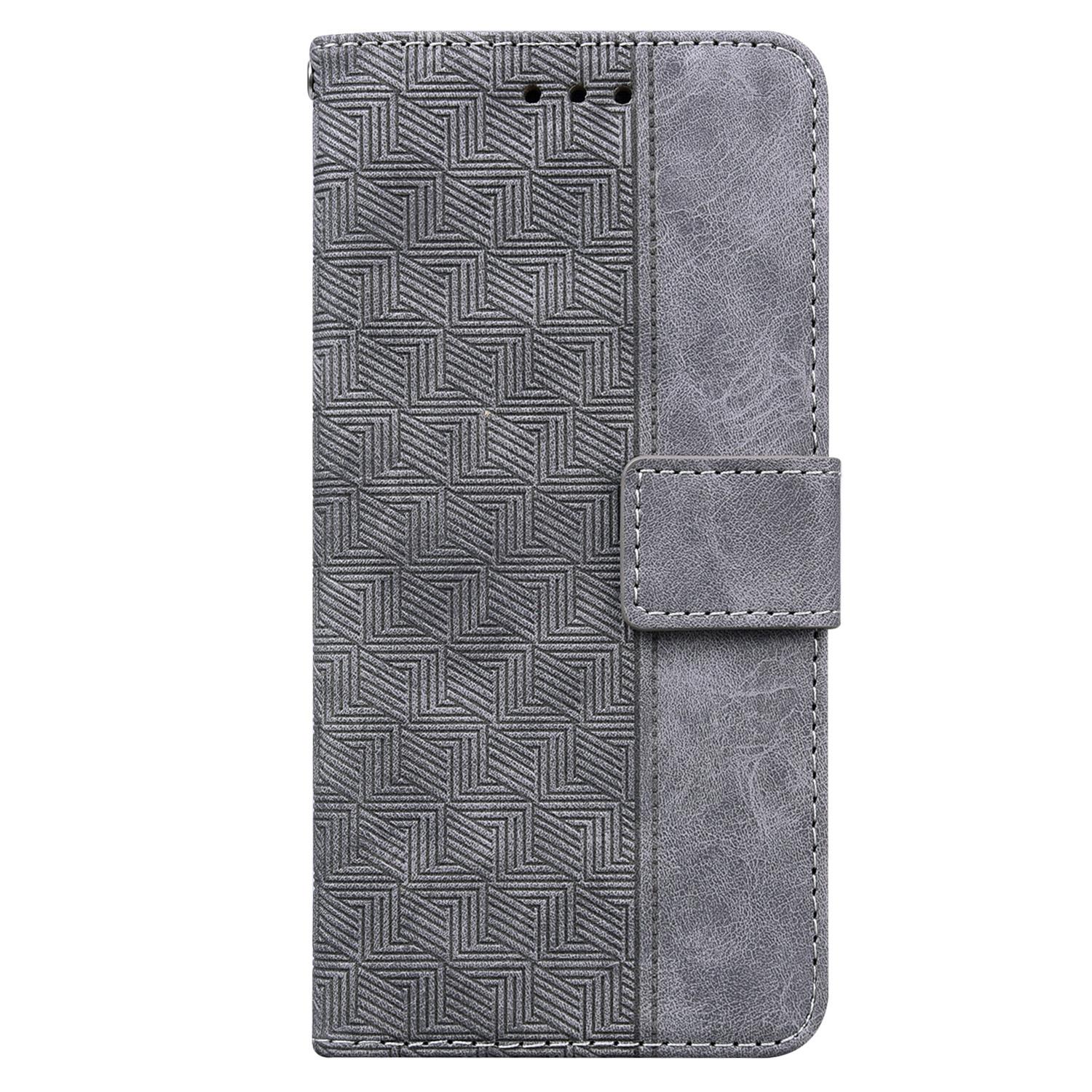 

For Xiaomi Poco M4 Pro Wallet Stand Phone Case Geometry Imprinted PU Leather Cover Blue