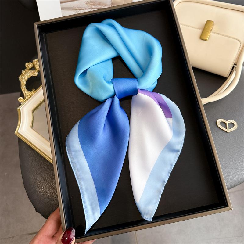 Printed Designer 70Cm Square Silk Women'S Scarf Satin Scarves Fashion Shawl Headscarf Headband Bandana Hijab Wrap