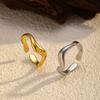 Anello da Dita da Donna a Forma di V Curvo Geometrico Vestibilità Regolabile Anello Aperto Acciaio Inossidabile Texture Design Architettonico Effetto Snellente Anello Impilabile