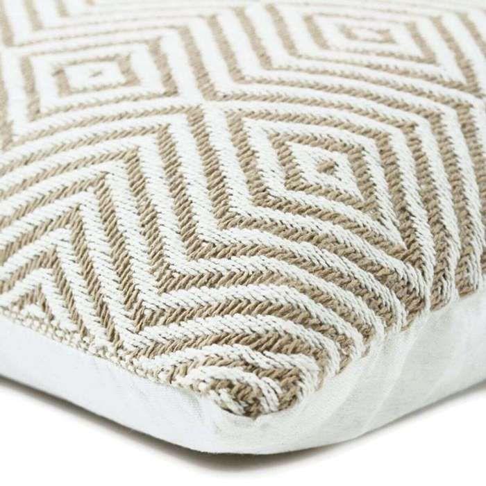 Ethnic Cushion Ikat Pattern White and Beige 60x40
