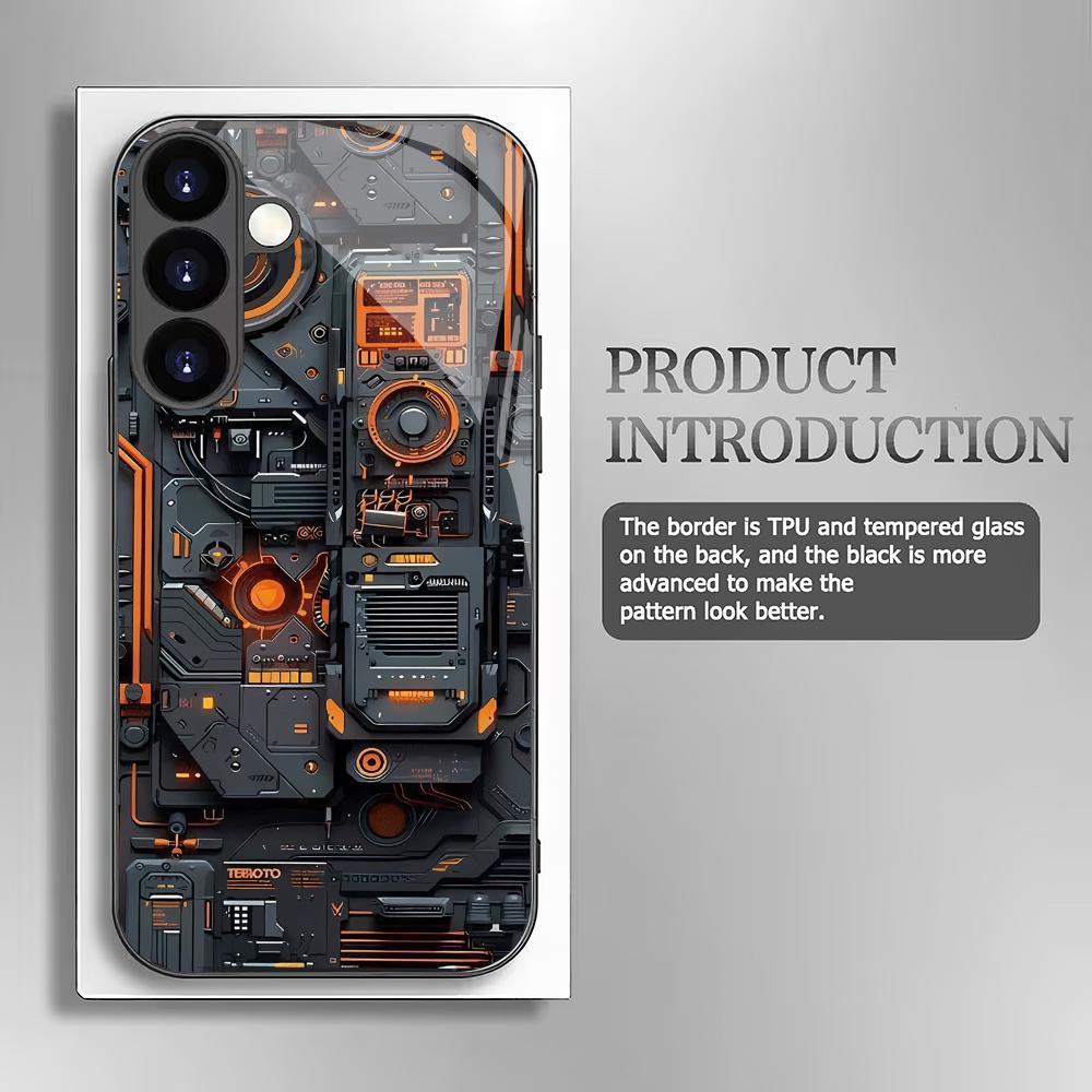 Creative circuit board pattern glass phone case suitable for Samsung Galaxy S26 S25 S24 S22 S21 S20 FE/Ultra/Plus shockproof