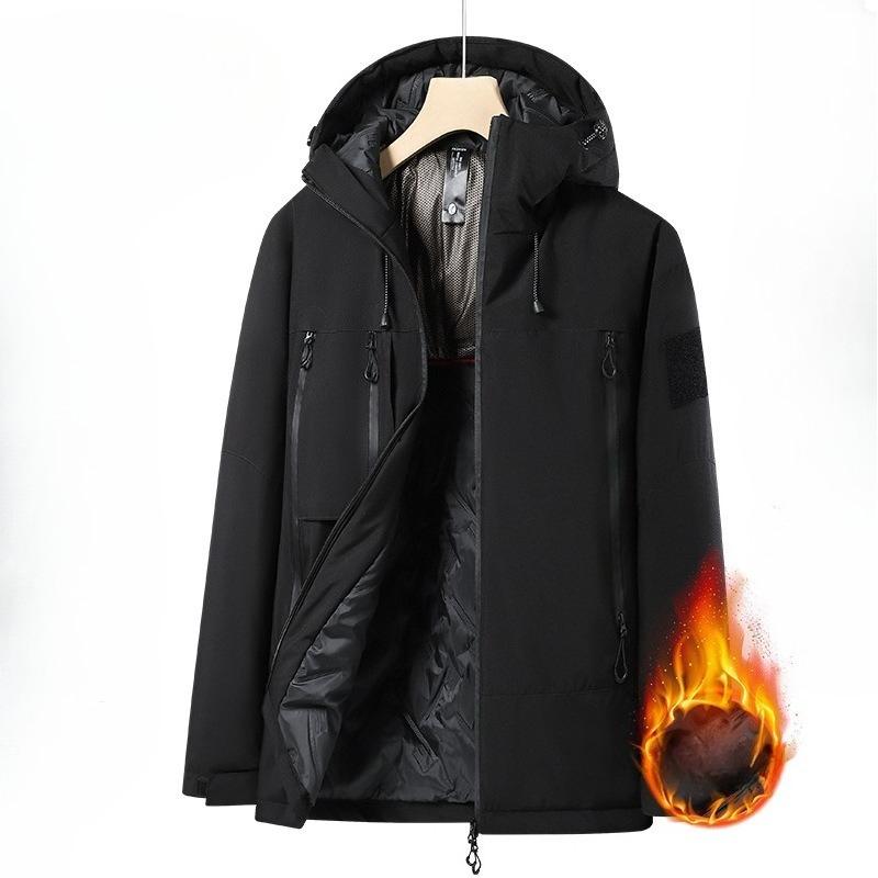 Three-in-one Hooded Jacket for Autumn and Winter New Warm, Windproof, Waterproof, Removable Graphene Men's Jacket