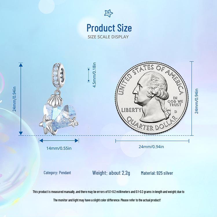 Exquisite Starfish Pendant: S925 Sterling Silver Blue DIY Jewelry Loose Beads