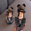 Summer New Style Korean Rhinestone Bowknot Girls' Sandals, Princess Shoes, Children's Shoes, Spring Style Girls' Leather Shoes, Trendy