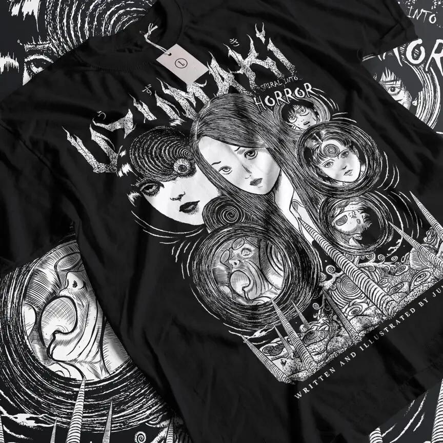 

Junji Ito Uzumaki T-Shirt Horror Japan Guro Funny Girl Anime Gift Shirt All Size Anime Clothes Women s Clothing S