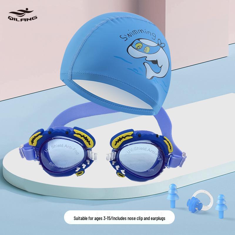 Kids' Cartoon Swim Cap with Waterproof Ear Protection & High Elasticity - Comfortable PU Cap for Boys & Girls, Customizable Logo Available.