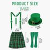 Green Leprechaun Hat Suspenders Green Thigh High Stockings and Skirt Set 4Pcs Saint Patricks Day Costume Accessories