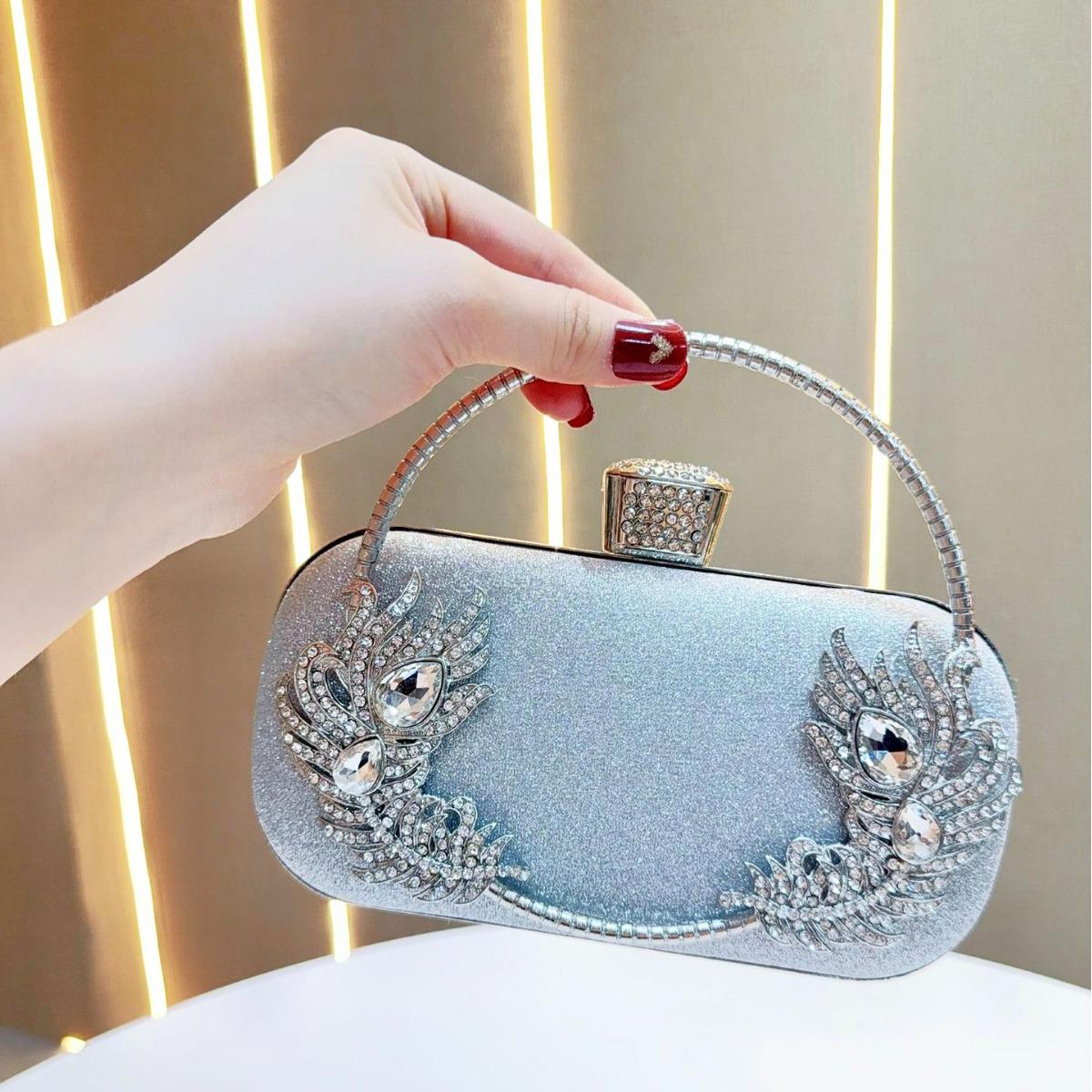 

Элегантный вечерний клатч со стразами: Женская сумка через плечо для банкета, вечеринки или платья ципао серебряный