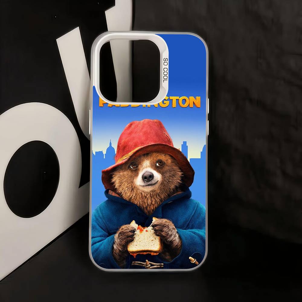 Cute P-Paddington B-BearS Colorful Phone Case Silver Suitable For iPhone 12 11 13 14 15 16 17 Max Pro Plus X XR XS