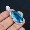 Natürlicher facettierter blauer Topas-Edelstein-Anhänger, 925 Sterling Silber, Anhänger-Schmuck, handgefertigter Silber-Anhänger-Schmuck als Geschenk, Ostergeschenk