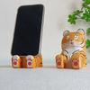Wooden Handcrafted Tiger Phone Stand With Carving For Home Office And Gift Giving