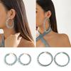 Retro Exaggerated Denim Print Earrings Stud Earrings For Women, Simple Winding Ring Earrings.