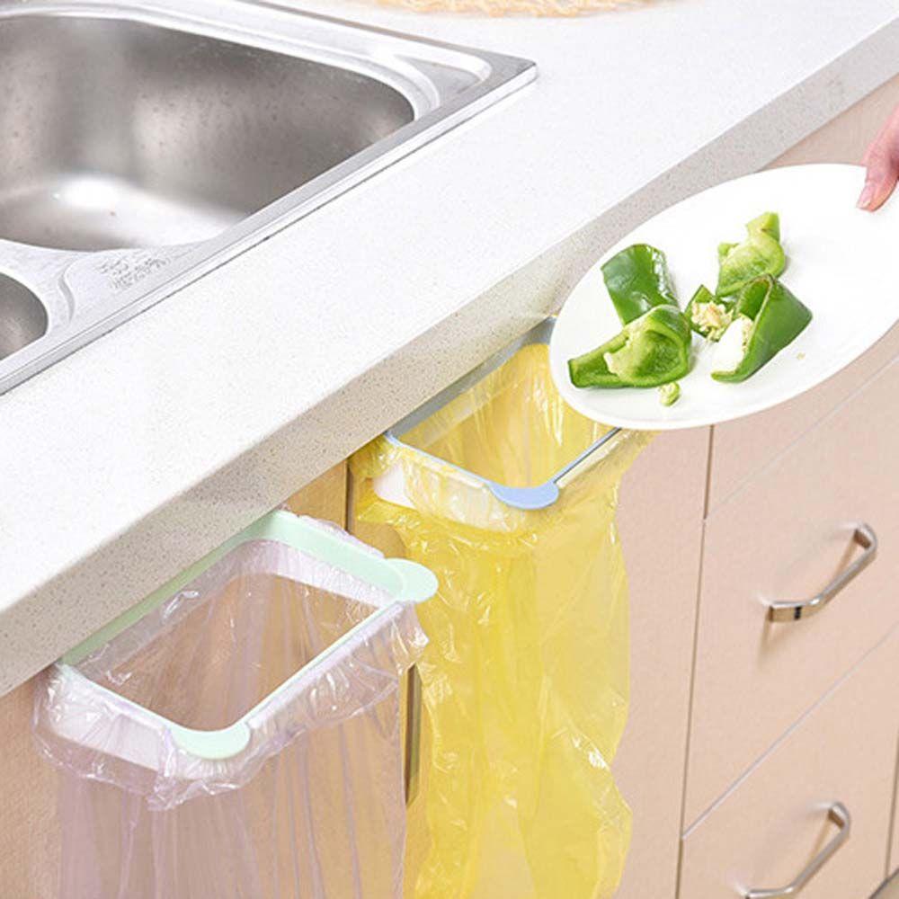 Trash Bin Cabinet Door Cupboard Garbage Bag Holder Trash Rack Storage Organizer Hanging Basket