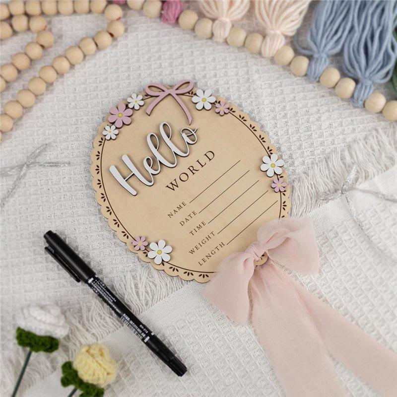 Fresh Wooden Name Plaque Baby Announcement Sign For Newborn Photoshoot, Baby Shower, Stat For Birth