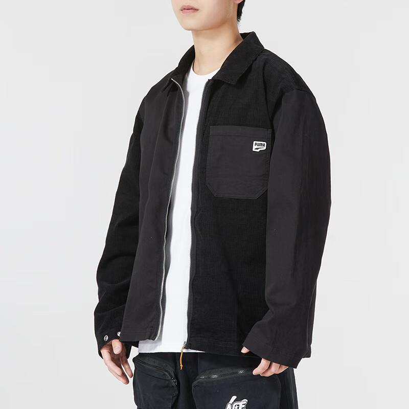 Puma Solid Color Pocket Sports Casual Jacket Men Jacket Black 623374-01