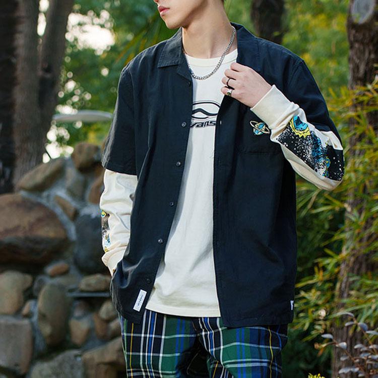 Vans Fun Earth Embroidery Short Sleeve Shirt Men Tops Black VN0007WQBLK