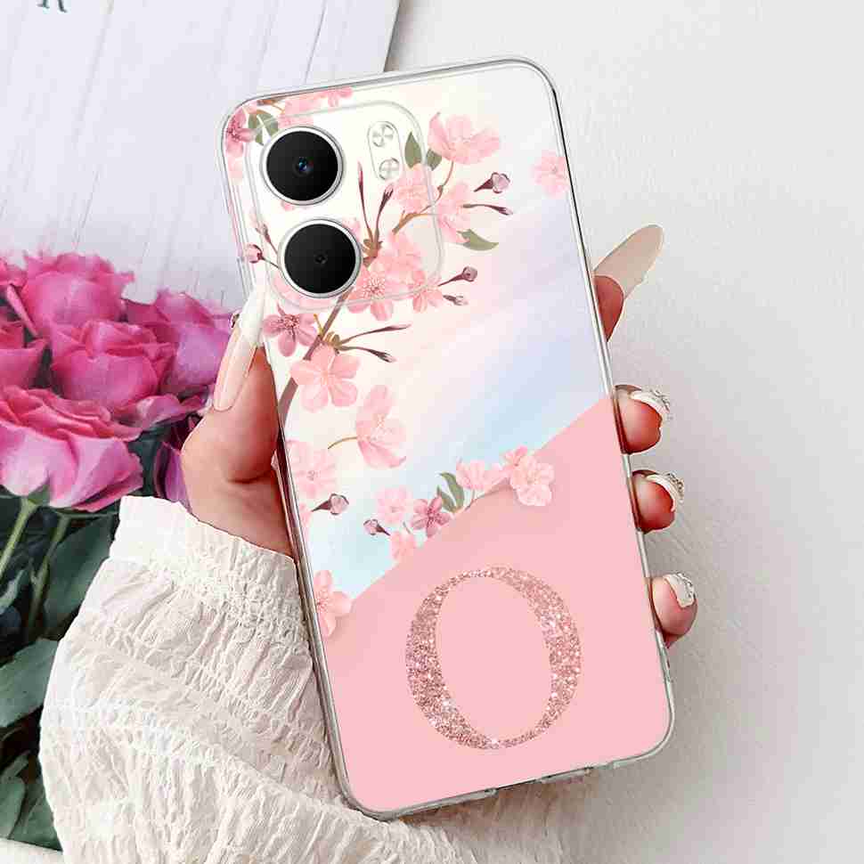 For Oppo A5x 4G CPH2725 Case Fashion Flower Crown Soft Silicone TPU Cover For Oppo A5X A5x 5G 6.67" Letter A-Z Phone Shell Capa