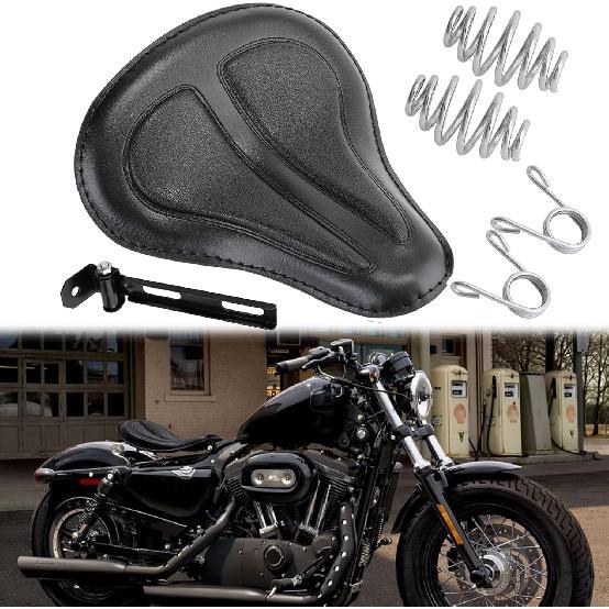Black Motorcycle Cushion Spring Solo Seat Compatible with Harley Sportster XL1200 48 Bobber Street Chopper Honda Rebel