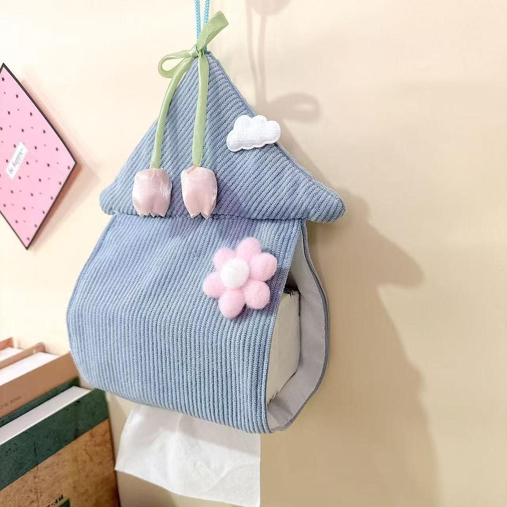 Cartoon Fabric Tissue Bag Hanging Tissue Box Cute High-value Household Tissue Storage Bag