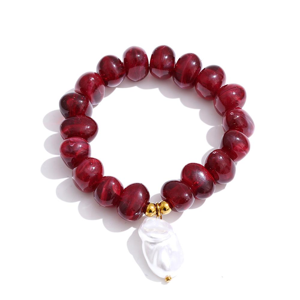 

Yhpup Multi-color Handmade Jewelry Resin Acrylic Beads Chain Baroque Imitation Pearl Pendant Necklace Bracelet Statement Bijoux