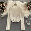 Autumn Mohair V-neck Sweater For Women Mohair Solid Color Casual Loose Soft Femme Tops Chic Hollow Out Pullovers