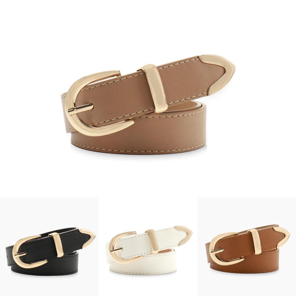 Simple Faux Leather Belt For Women With Alloy Buckle Suitable For Work And Daily Use