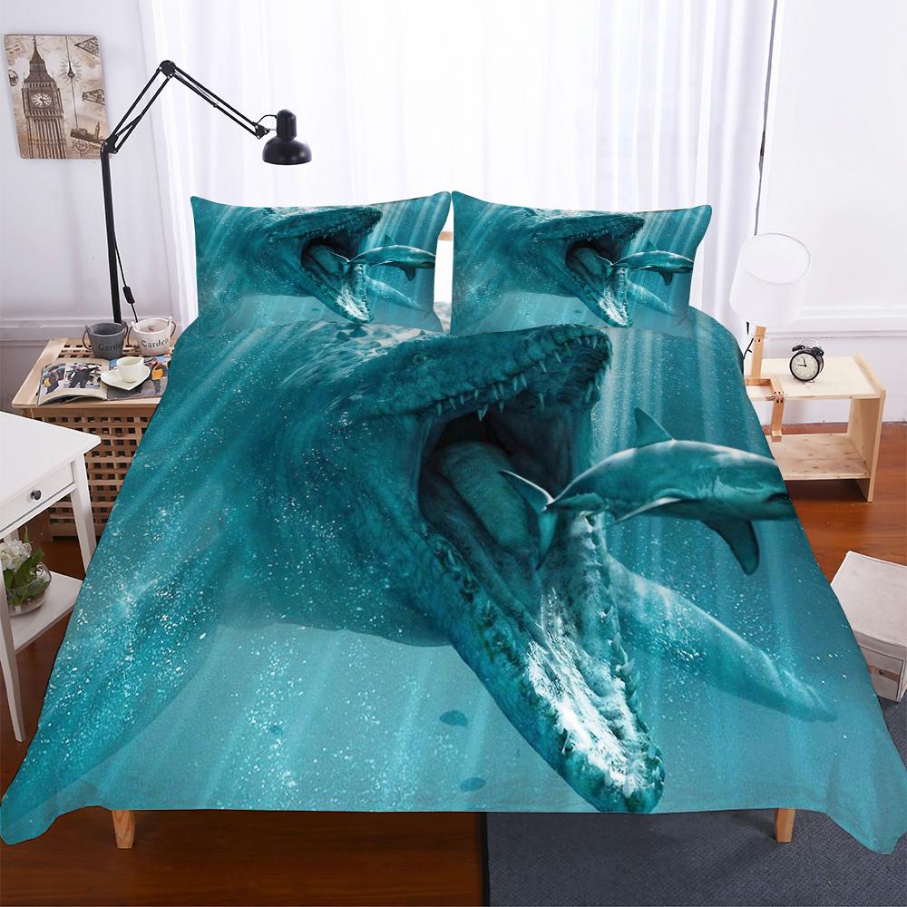 3D Digital Shark Duvet Cover Set With Pillowcase Bedding Set Single Double Twin Full Queen King Size Bed Set For Bedroom Decor