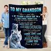1pc Modern Comfortable Gift for My Beloved Grandson White Tiger Theme Pattern Printed Fleece Blanket, Fashionable, Soft, Warm, All-Season Mu