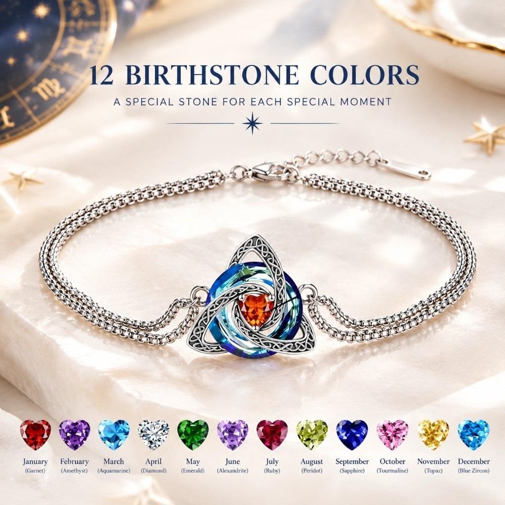 Zircon Accent Birthstone Bracelet Adjustable Chain Zodiac Signs Bracelet Daily Wear