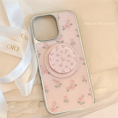 Korean for Apple 17 Promax Mobile Phone Case for IPhone 16 Magnetic 14 Pink Rose Stand 13 Hard for Huawei
