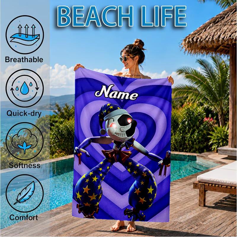 Custom Name Daycare Star Adventure Heart In Space Adventure Microfiber Beach Towel, Lightweight for Summer Travel, Swimming Pool Fan Gift
