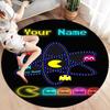 Pac-Man Custom Name Round Area Rug,Carpet Rug for Living Room Bedroom Sofa Playroom Decor,Non-slip Floor Mat