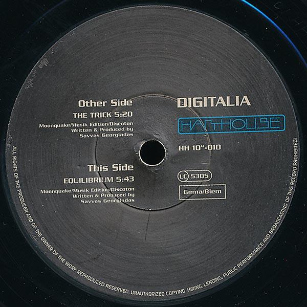 

10inch Record DIGITALIA - The Trick HH10 Harthouse 1995 US Dance & Electronica Used
