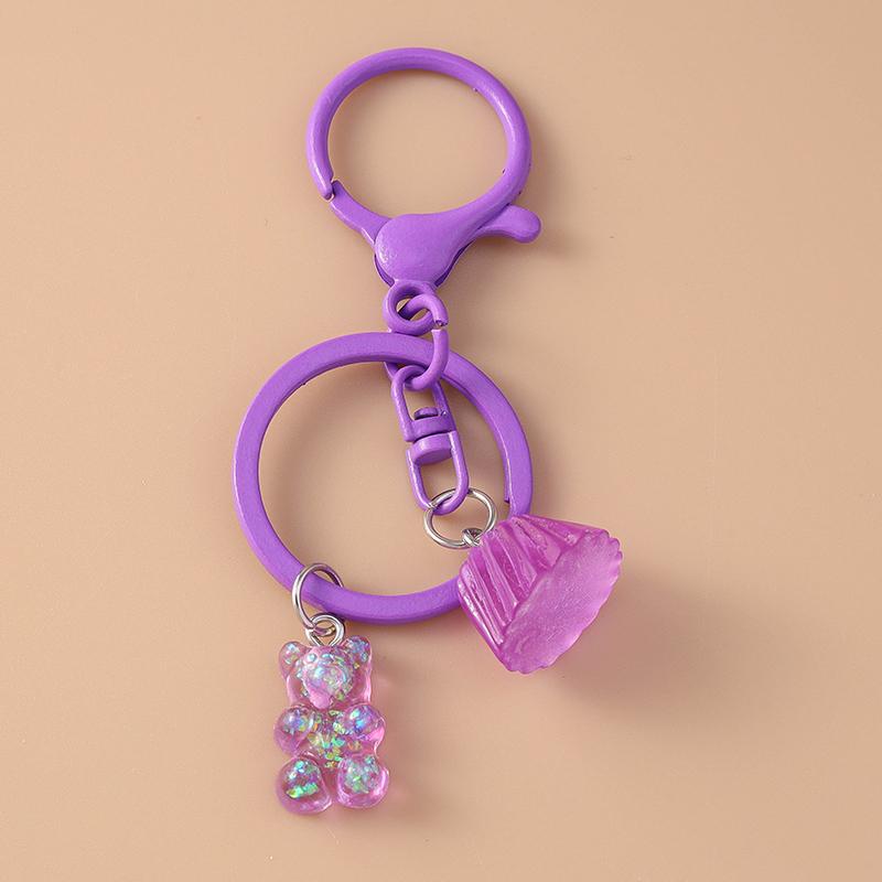 Cute Resin Shining Bear Keychain Jelly Key Ring for Women Girls Handbag Pendant DIY Kid's Jewelry Gift Accessories