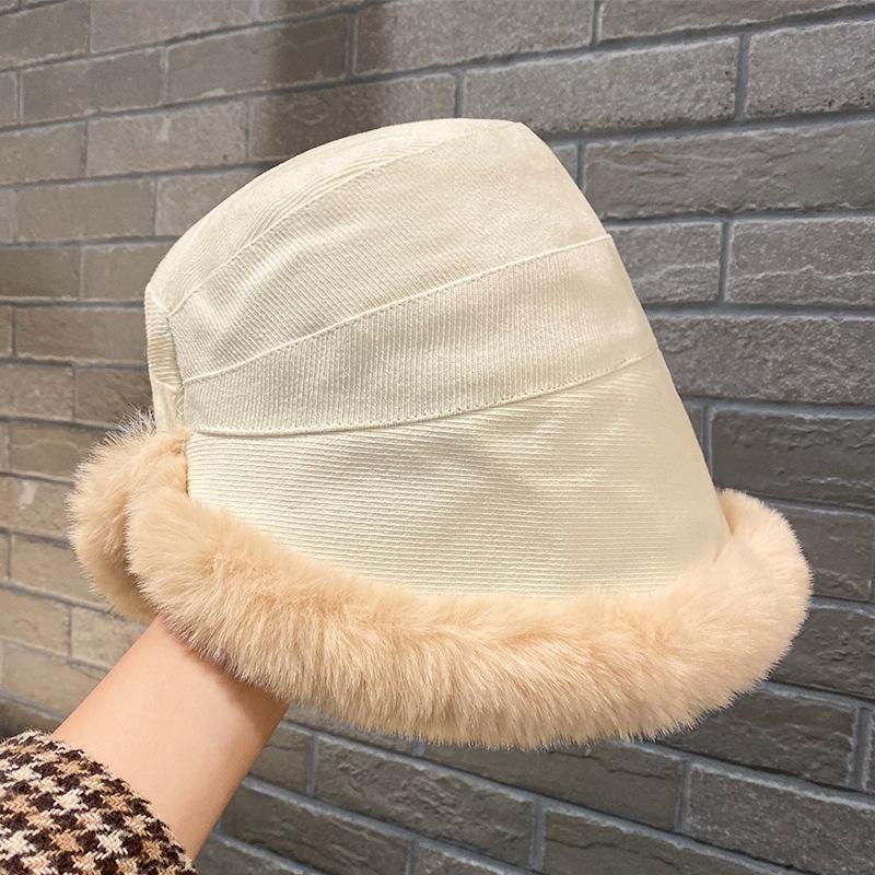 Winter New Burr Bucket Hat Women's Outdoor Plush Warm Fashion Plush Bucket Hat