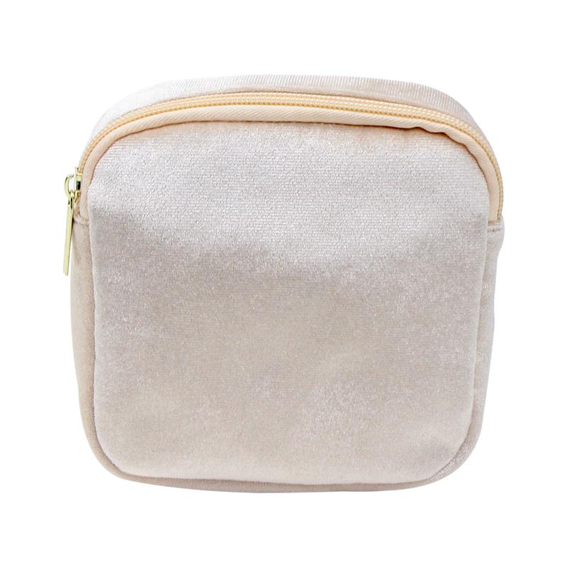 Designer Velvet Travel Cosmetic Bag with Embroidery Logo Custom Toiletry Pouch Bag for Promotion Travel Makeup Bag