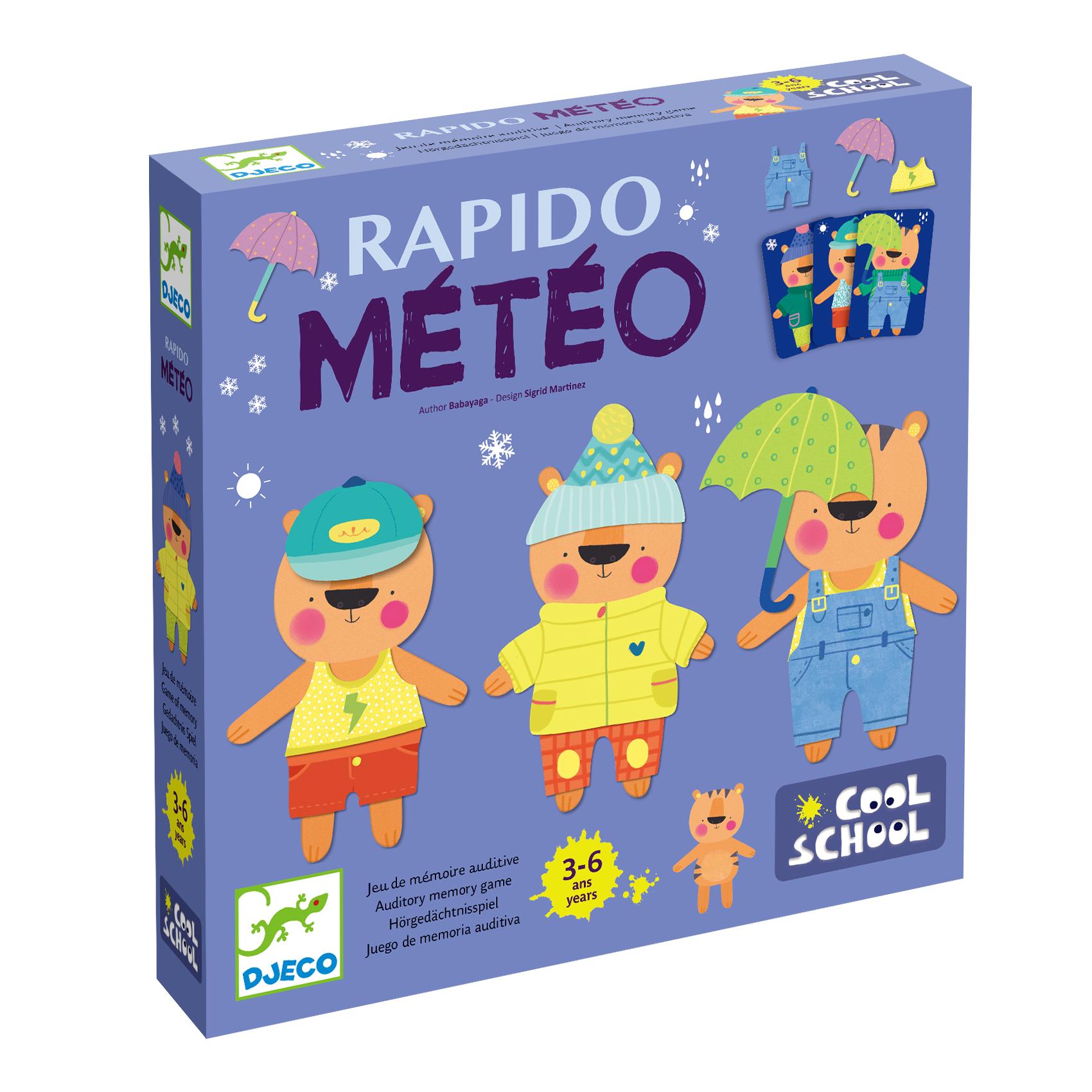 Djeco Rapido Meteo Board Game: Green Umbrella, Red Pants (Ages 3+)