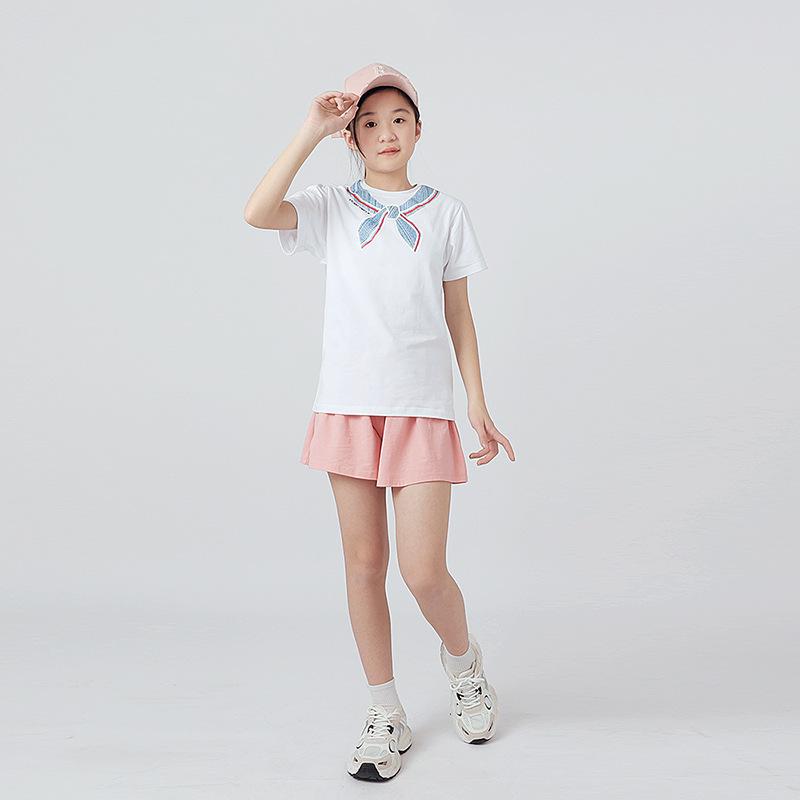 Summer Korean Version of the New Girls Sports Short Sleeve Girl Baby Cute Bubble Sleeve Top Children's Short Sleeve T-shirt