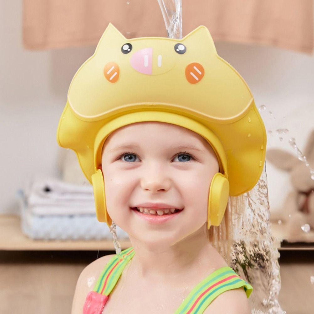 Soft Baby Shower Cap Adjustable Children's Bath Cap Baby Shampoo Cap  Shower Protect Head Cover