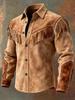 Nischen-Design Braune Leder-Wildlederjacke mit Fransen - Stilvolle Retro-Herbst-/Winter-Streetwear 2025.