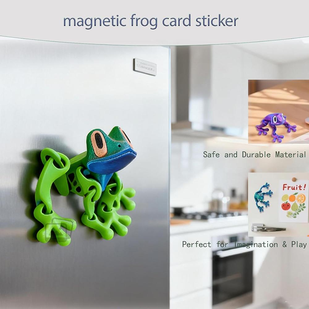 3D Printed Magnetic Frog Coloful 12.3Cm/5In Lifelike Movable Frog Magnet For Fridge Articulated Magnetic Refrigerator Sticker